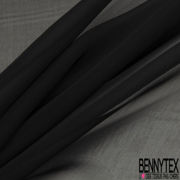 Tissu Mousseline De Soie 100% Noir - Largeur 1.15m, Longueur 40m, Pour Vêtements Et Rideaux