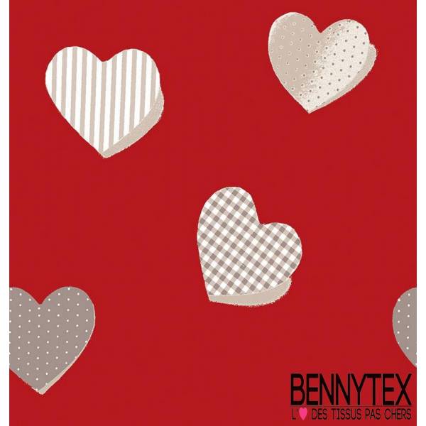 Toile Cirée imprimée digital coeur fond rouge bordeaux Toile Cirée imprimée digital coeur fond rouge bordeaux