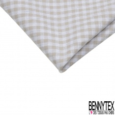 Coupon 3m coton chemise fantaisie motif petit quadrillage noir blanc éclatant