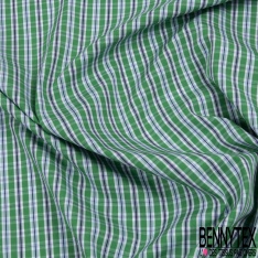 Coupon 3m Popeline portugaise chemise tissé teint motif jeu rayure verticale chocolat blanc optique