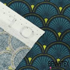 Toile Lorraine 100% Coton Modèle DOUCET Ton Bleu Canard