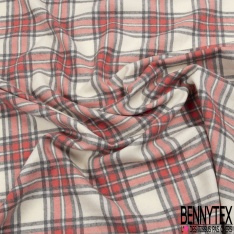 Coupon 3m Coton chemise gratté tissé teint écossais amande blanc optique bleu roi fond éclipse totale