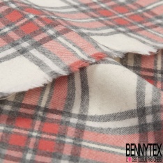 Coupon 3m Coton chemise gratté tissé teint écossais amande blanc optique bleu roi fond éclipse totale