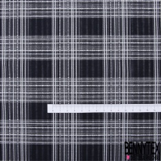 Coupon 3m Coton tissé teint motif rayure verticale sapin blanc optique