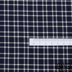 Coupon 3m Coton chemise gratté tissé teint écossais noir blanc optique
