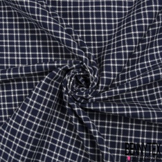 Coupon 3m Coton chemise gratté tissé teint écossais noir blanc optique