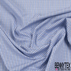 Coupon 3m Popeline portugaise chemise tissé teint motif rayure verticale choco blanc optique aure de lavande marine