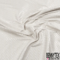 Jacquard fin polyester coton motif géométrique seventie's riviéra blanc brillant