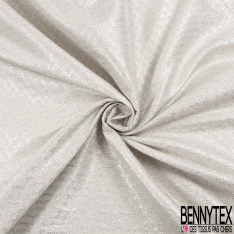 Jacquard fin polyester coton motif géométrique seventie's riviéra blanc brillant