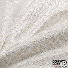 Jacquard fin polyester coton motif géométrique seventie's riviéra blanc brillant