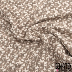 Jacquard polyester coton motif baroque fondu floral ton sur ton taupe tout simple