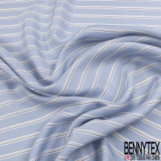 Doublure viscose motif rayure horizontale bleu des îles bleu nuit blanc optique