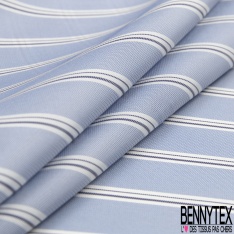 Doublure viscose motif rayure horizontale bleu des îles bleu nuit blanc optique