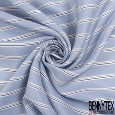 Doublure viscose motif rayure horizontale bleu des îles bleu nuit blanc optique