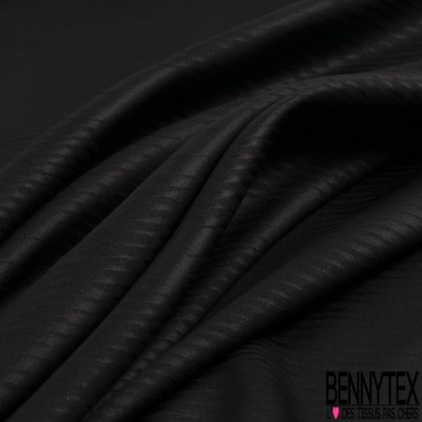 Jacquard soie créateur rayure verticale zébrée ton sur ton lurex noir profond