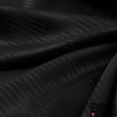 Jacquard soie créateur rayure verticale zébrée ton sur ton lurex noir profond