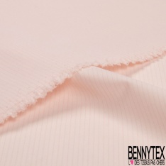 Coupon 3m Microfibre lingerie fine motif rayure horizontale balsamine rose conque