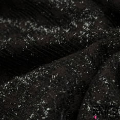 Brocart de luxe gaufré 3D soie motif abstrait baroque or clair noir lurex