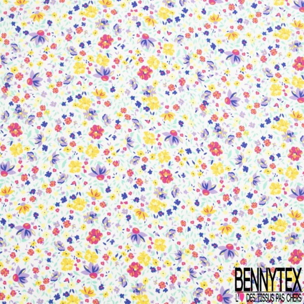 Microfibre impression floral multicolore fond noir