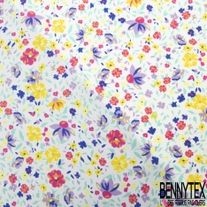 Microfibre impression floral multicolore fond noir