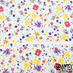 Microfibre impression floral multicolore fond noir