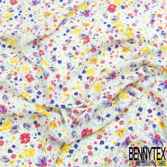 Microfibre impression floral multicolore fond noir