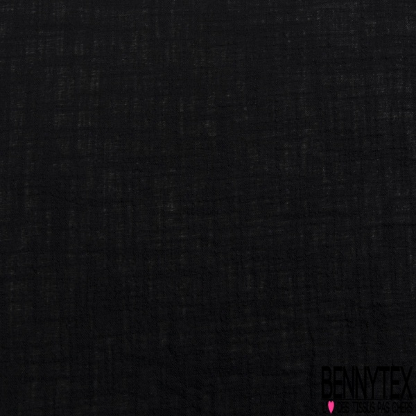 Simple gaze de coton brut lavé uni noir