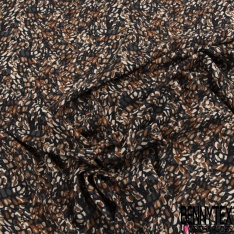 Fibranne viscose imprimé abstrait noir choco beige sable
