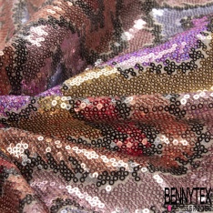 Résille Elasthanne Nude Brodée Sequin Bicolore Argent Noir