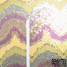 Résille élasthanne nude brodée vague horizontale sequin rouge marsala or rouge lavande violine noir