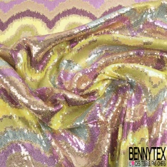 Résille élasthanne nude brodée vague horizontale sequin rouge marsala or rouge lavande violine noir