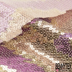 Résille élasthanne nude brodée vague horizontale sequin rouge marsala or rouge lavande violine noir