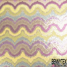 Résille élasthanne nude brodée vague horizontale sequin rouge marsala or rouge lavande violine noir