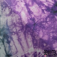 Voile de coton suisse double base imprimé floral folklorique sable palmier fond violet