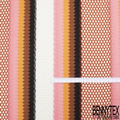 Guipure polyester effet psychédélique ton pétrole vert turquoise anis rouge violine blanc optique