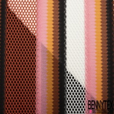 Guipure polyester effet psychédélique ton pétrole vert turquoise anis rouge violine blanc optique