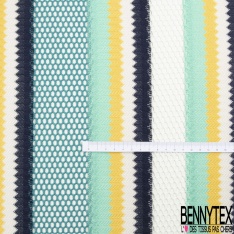 Guipure polyester rayure verticale blanc optique orange givré roux noir candy