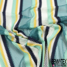 Guipure polyester rayure verticale blanc optique orange givré roux noir candy