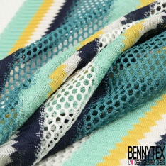 Guipure polyester rayure verticale blanc optique orange givré roux noir candy