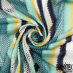 Guipure polyester rayure verticale blanc optique orange givré roux noir candy