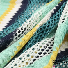 Guipure polyester rayure verticale blanc optique orange givré roux noir candy