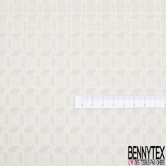 Jacquard d'ameublement motif carré 3 D contour blanc optique fond gris argent
