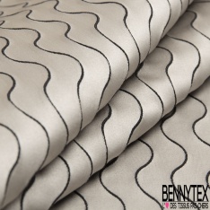 Jacquard d'ameublement motif carré 3 D contour blanc optique fond mastique