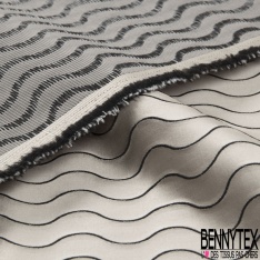 Jacquard d'ameublement motif carré 3 D contour blanc optique fond mastique