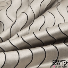 Jacquard d'ameublement motif carré 3 D contour blanc optique fond mastique