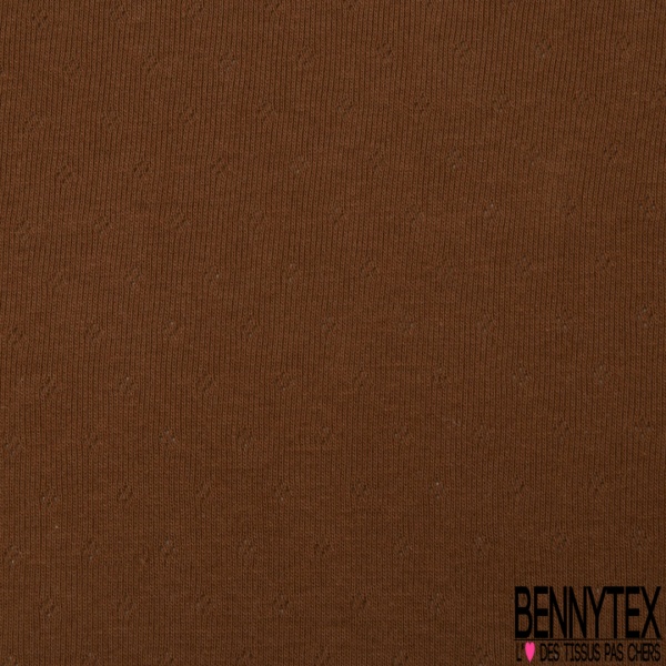 Jersey coton interlock ajouré baby uni patine brune
