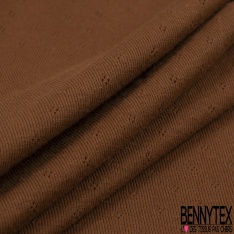 Jersey coton interlock ajouré baby uni patine brune