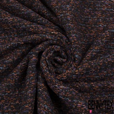 Jacquard coton polyester chiné orange brûlé olive noir lurex or