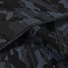 Jacquard coton polyester motif treillis beige chocolat noir lurex noir