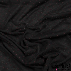 Jersey polyester fin flammé noir motif plumetis projection velours lie de vin